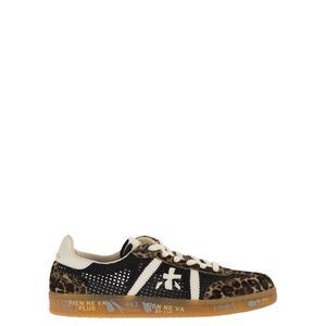 Premiata Women Bonnied - Mesh And Animal Print Sneakers With Gum Sole